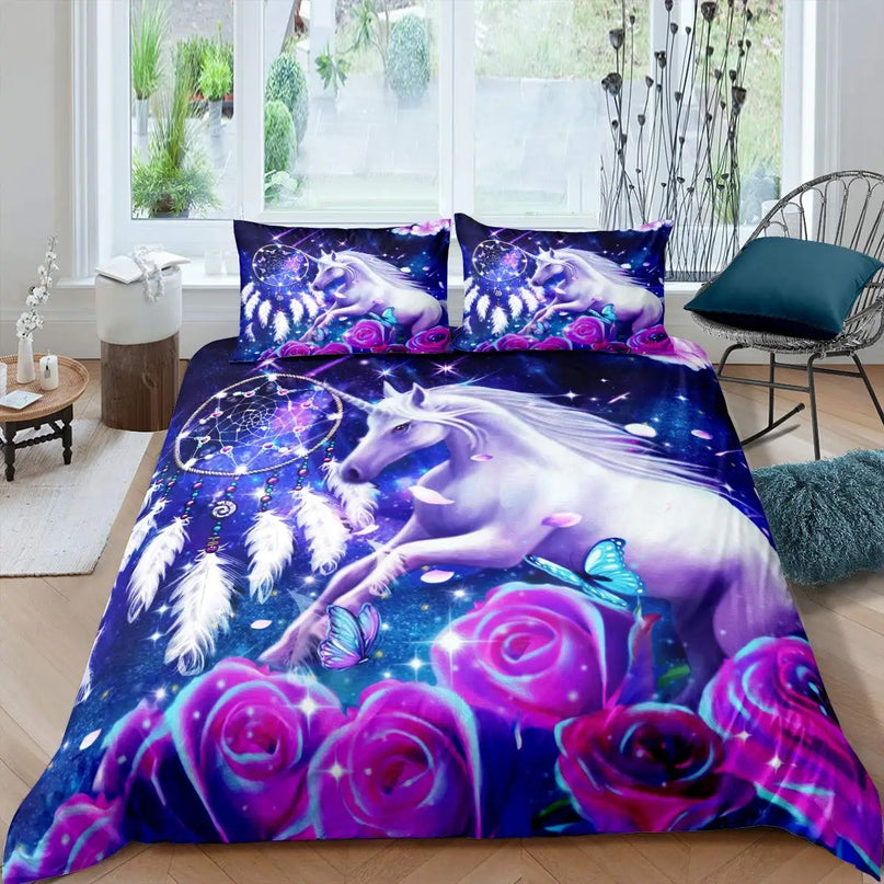 Purple Starry Unicorn Bedding