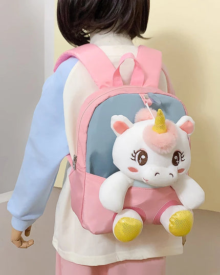 Dark Blue Plush Unicorn Toddler Backpack