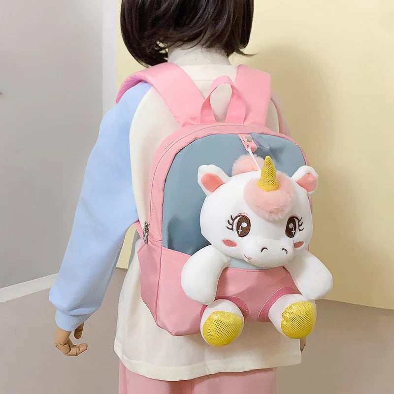 Dark Blue Plush Unicorn Toddler Backpack