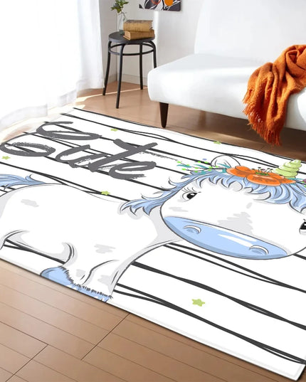 Cute Flower Crown Unicorn Rug