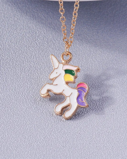Rainbow Enamel Unicorn Necklace
