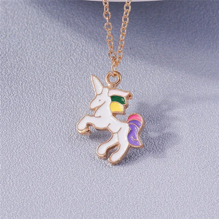 Rainbow Enamel Unicorn Necklace