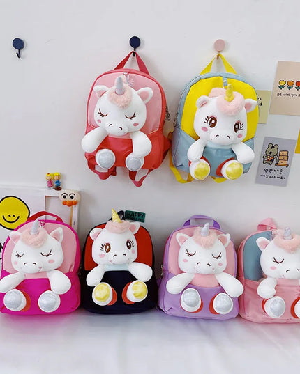 Blue Plush Unicorn Toddler Backpack