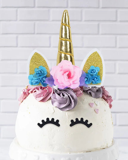 Full Gold Glitter Unicorn Cake Topper