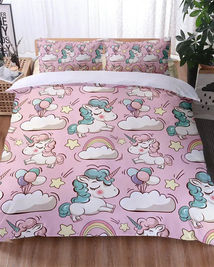 Pink Cloud Kawaii Unicorn Bedding