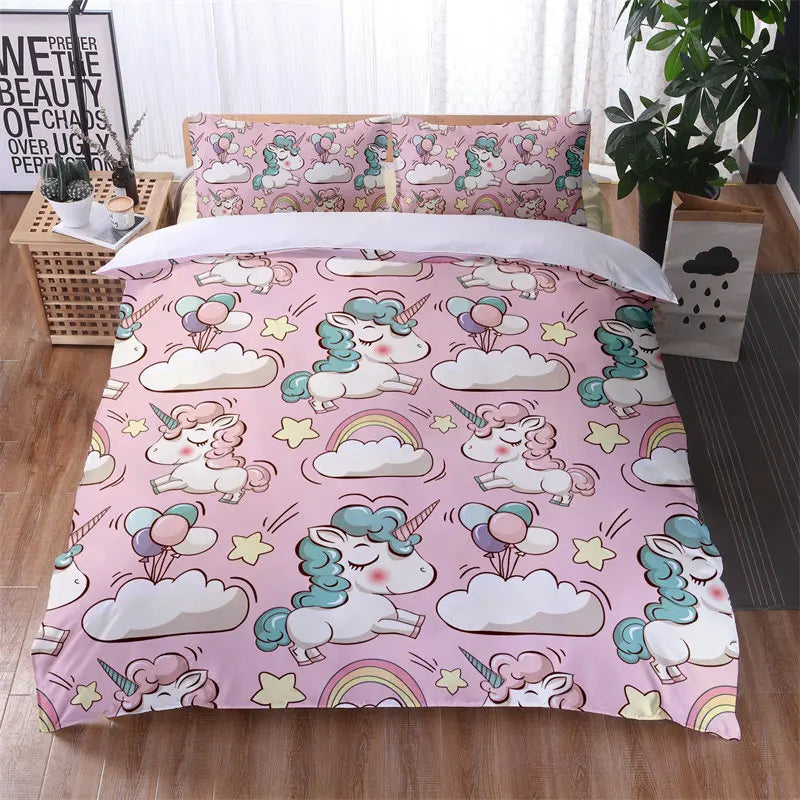 Pink Cloud Kawaii Unicorn Bedding