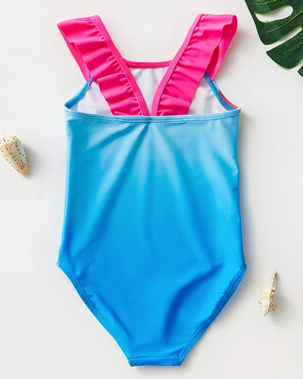 Blue Rainbow Little Girls Swimsuit