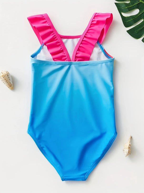 Blue Rainbow Little Girls Swimsuit