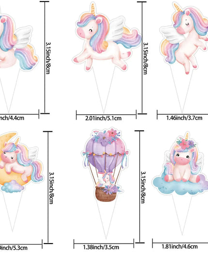30-Pack Pastel Unicorn Cupcake Toppers