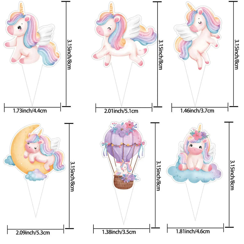 30-Pack Pastel Unicorn Cupcake Toppers