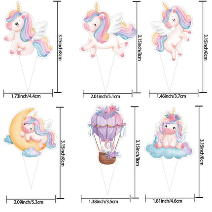 30-Pack Pastel Unicorn Cupcake Toppers