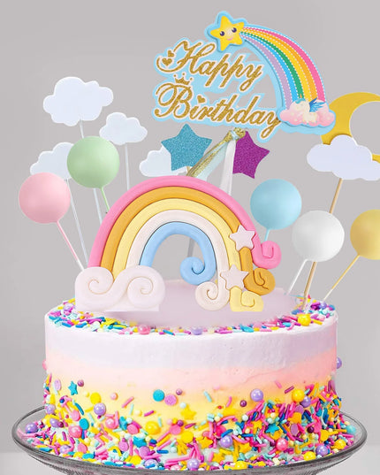 Rainbow Unicorn Birthday Cake Topper Set