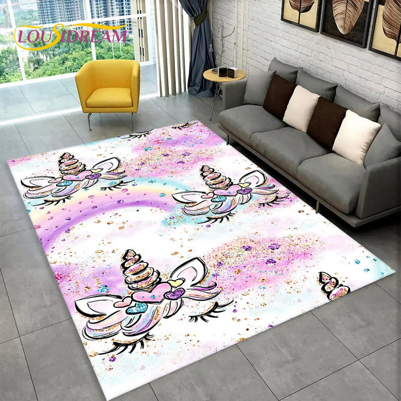 Sparkly Rainbow Unicorn Rug