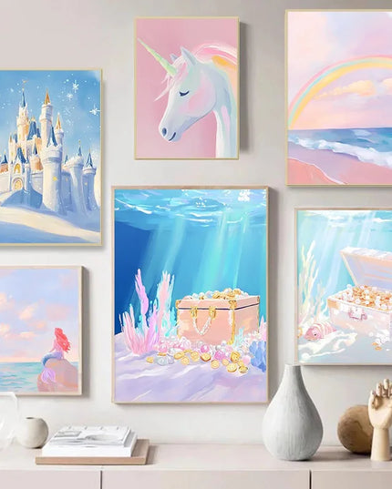 Whimsical Pastel Unicorn Wall Art
