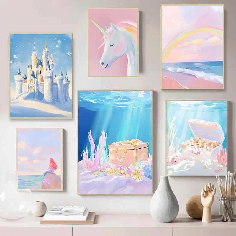 Whimsical Pastel Unicorn Wall Art