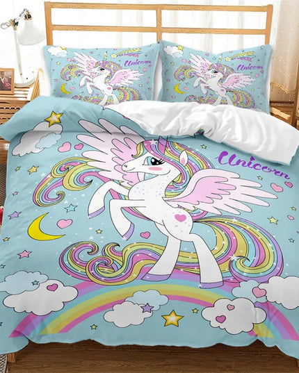 Cartoon Winged Unicorn Bedding