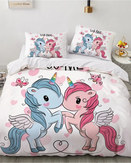 Couple Heart Unicorn Bedding