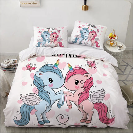 Couple Heart Unicorn Bedding