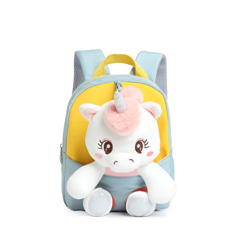 Blue Plush Unicorn Toddler Backpack