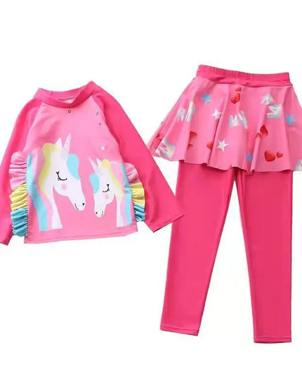 Unicorn Rashguard Swimsuit with Skirt