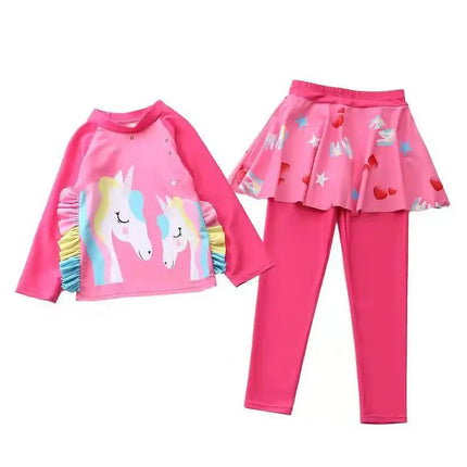 Unicorn Rashguard Swimsuit with Skirt