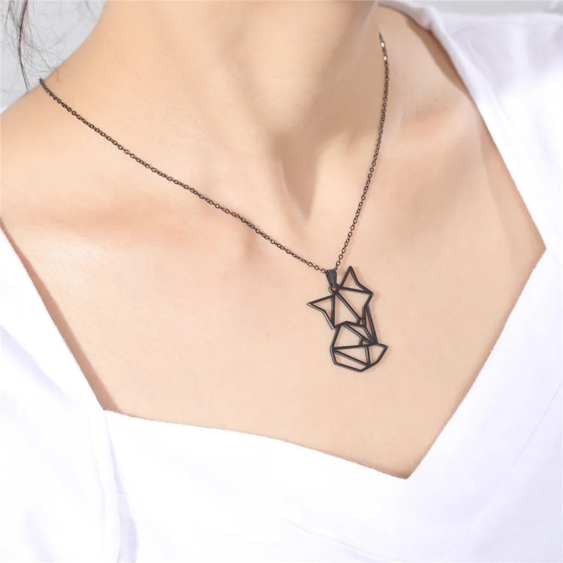 Geometric Black Unicorn Necklace