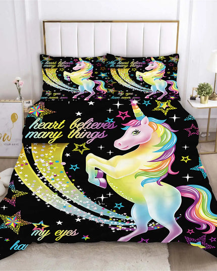 Neon Star Trail Unicorn Bedding