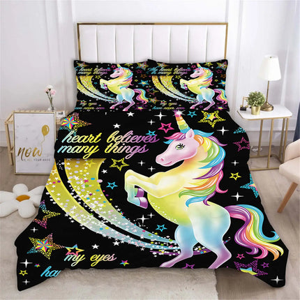 Neon Star Trail Unicorn Bedding