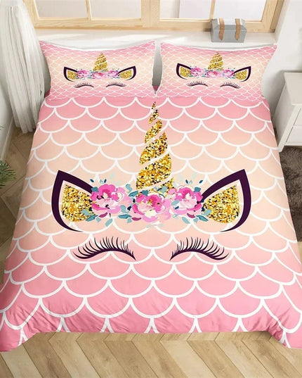 Pink Mermaid Scale Unicorn Bedding