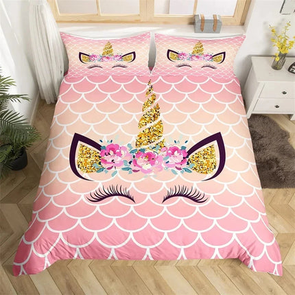Pink Mermaid Scale Unicorn Bedding