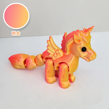 Cute Pink Gold Unicorn Figurine