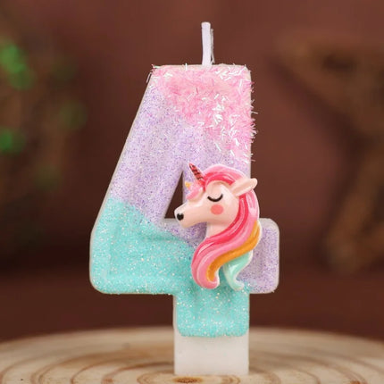 Glitter Unicorn Number 4 Candle