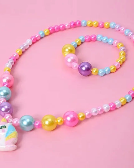Pearl Bead Unicorn Necklace for Kids