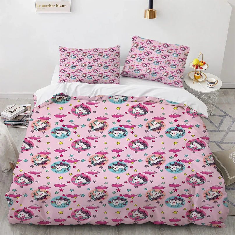 Starry Pink Unicorn Bedding