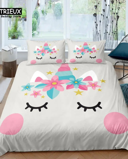 Kawaii Flower Crown Unicorn Bedding