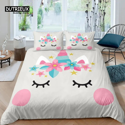 Kawaii Flower Crown Unicorn Bedding
