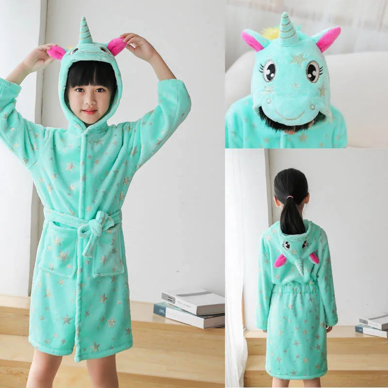 Mint Star Unicorn Bedtime Robe