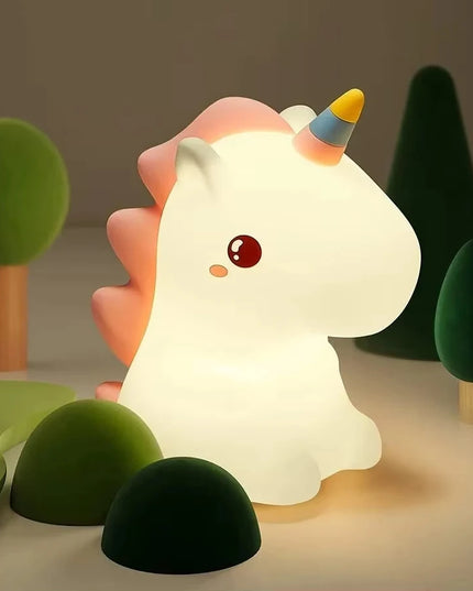 Cute Pink Silicone Unicorn Night Light