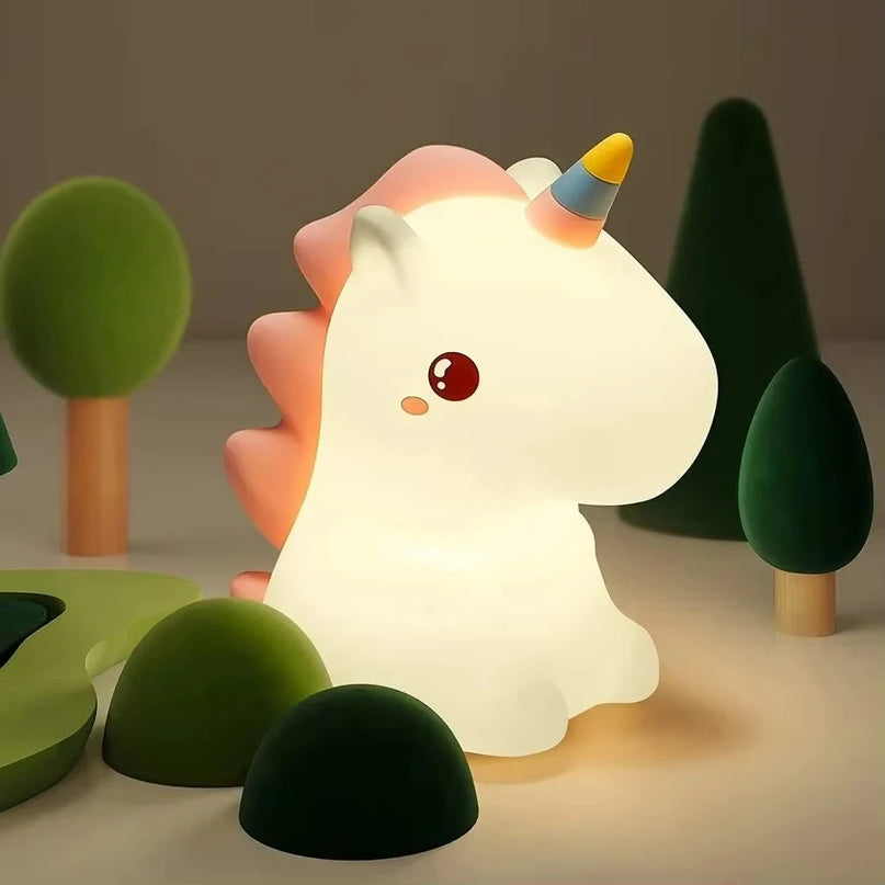 Cute Pink Silicone Unicorn Night Light