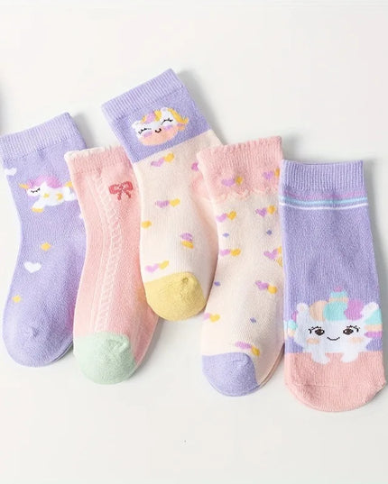 Girls' Unicorn Socks - Pastel 5-Pack