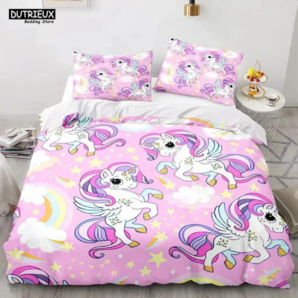 Pink Winged Unicorn Allover Bedding