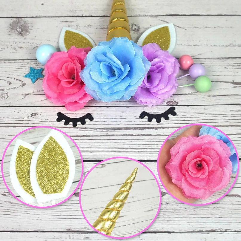 Full Unicorn Face Cake Topper 38pcs