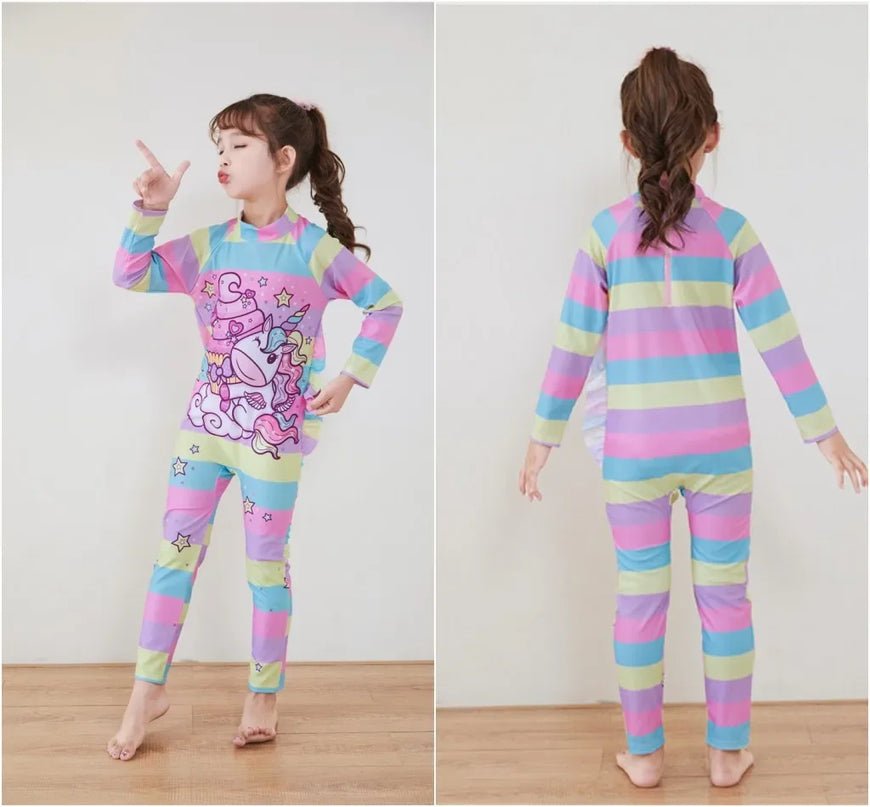 Galaxy Rainbow Kids Unicorn Swimsuit