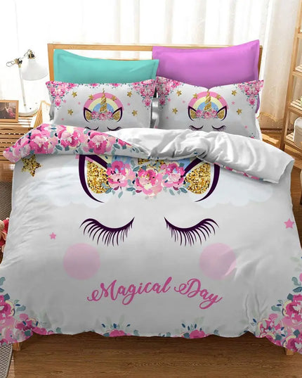 Pink Floral Unicorn Bedding