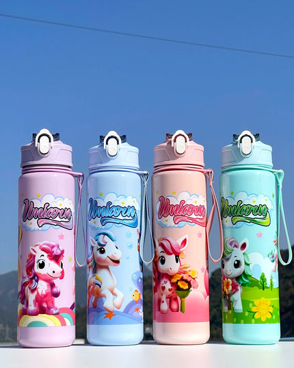 Kawaii Unicorn Water Bottle with Straw