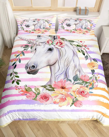 Rose Wreath Unicorn Bedding