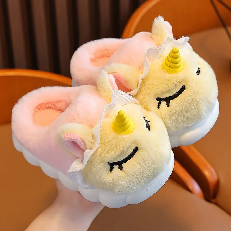 Soft Pink Unicorn Kids Slippers