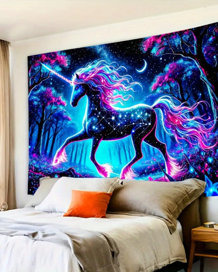 Neon Unicorn Galaxy Tapestry