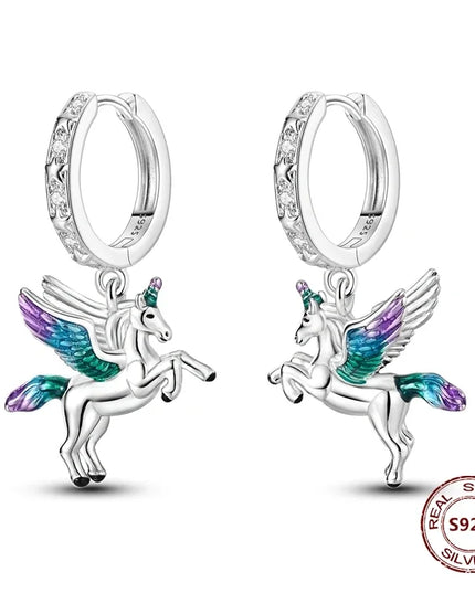 Flying Pegasus Unicorn Drop Earrings