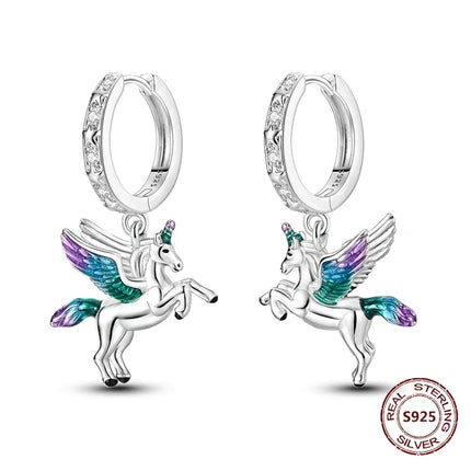 Flying Pegasus Unicorn Drop Earrings